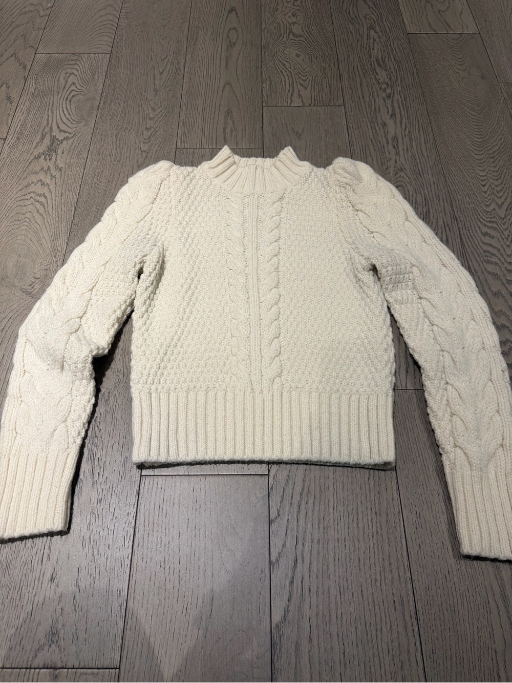 Mango Cream Cable Knit Turtleneck Sweater